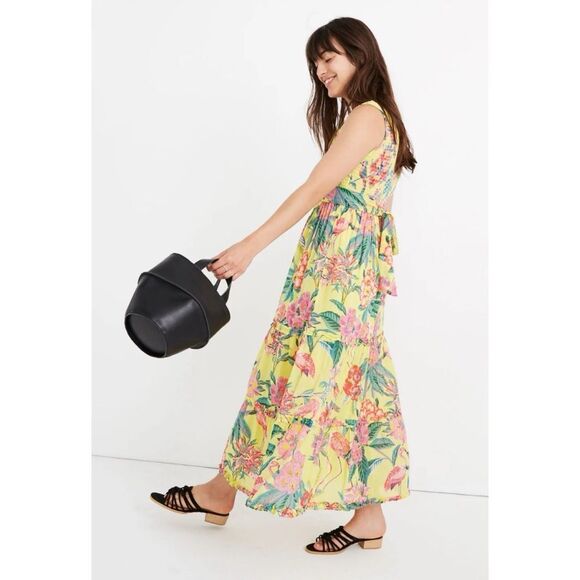 Rare Banjanan Isha Smocked Midi Dress Size S - Picture 3 of 8